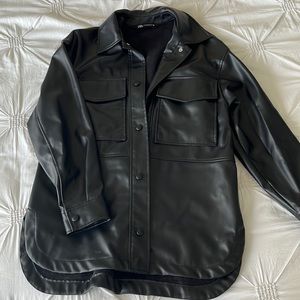 Zara faux leather shacket